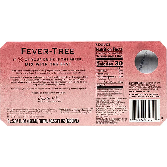 Fever Tree Pink Grapefruit 8-5.07fz - 8-5.07 FZ