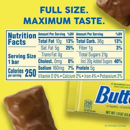Butterfinger Chocolatey, Peanut-Buttery, Full Size Candy Bars, 1.9 oz each