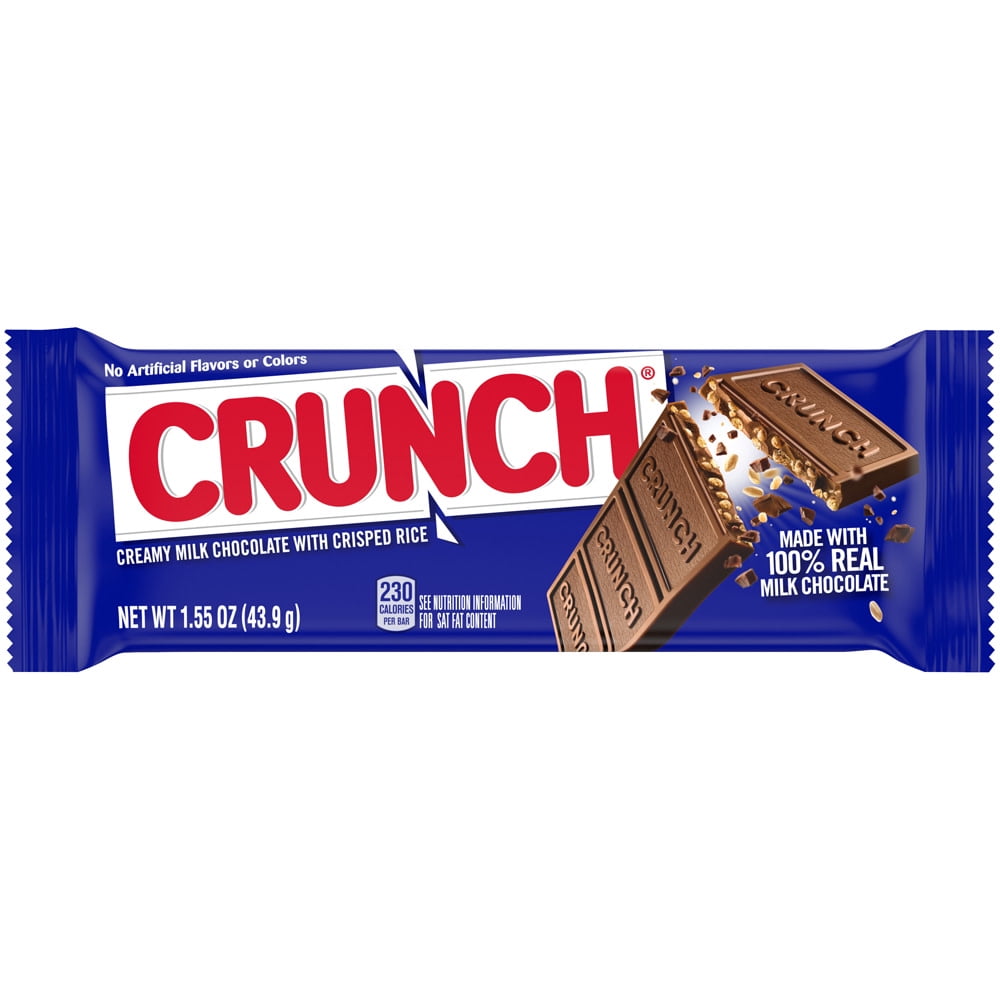 CRUNCH Chocolate Bar Single  Creamy Milk Chocolate With Crisped Rice  1.55 oz