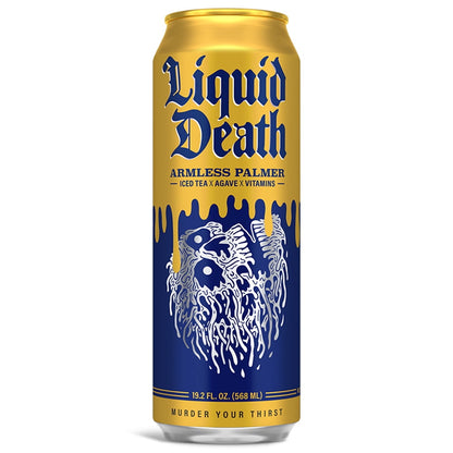 Liquid Death Iced Black Tea  Dead Billionaire 19.2 oz King Size Can