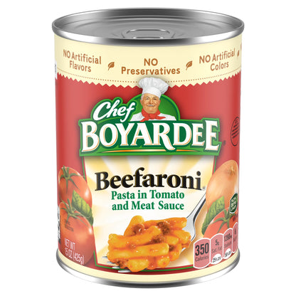 Chef Boyardee Beefaroni in Tomato and Meat Sauce, Ready-to-Eat Meal, 15 oz. Can