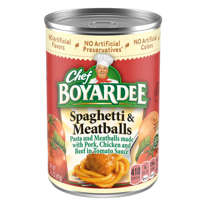 Chef Boyardee Spaghetti and Meatballs in Tomato Sauce, Ready-to-Eat Meal, 14.5 oz. Can