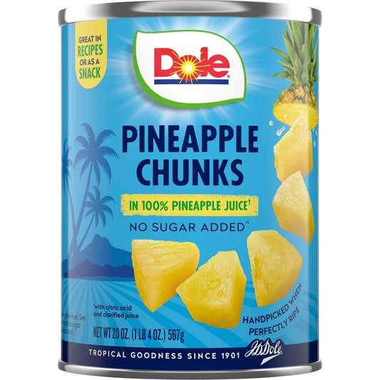Dole Pineapple Chunks in 100% Pineapple Juice, 20 oz Can