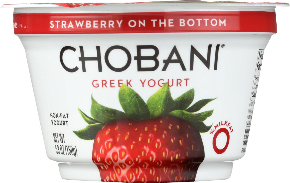 NON-FAT GREEK YOGURT WITH STRAWBERRY ON THE BOTTOM, STRAWBERRY