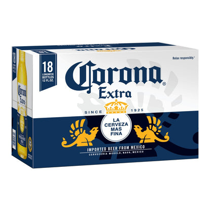 Corona Extra Mexican Lager Beer, 18 pk 12 fl oz Bottles, 4.6% ABV
