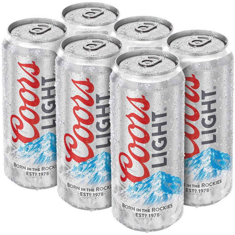Coors Light Beer, American Light Lager, 6 Pack, 16 fl. oz. Cans, 4.2% ABV