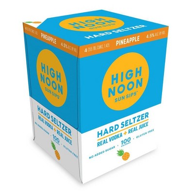 High Noon Pineapple Vodka Hard Seltzer 4 Single Serve 355ml Cans