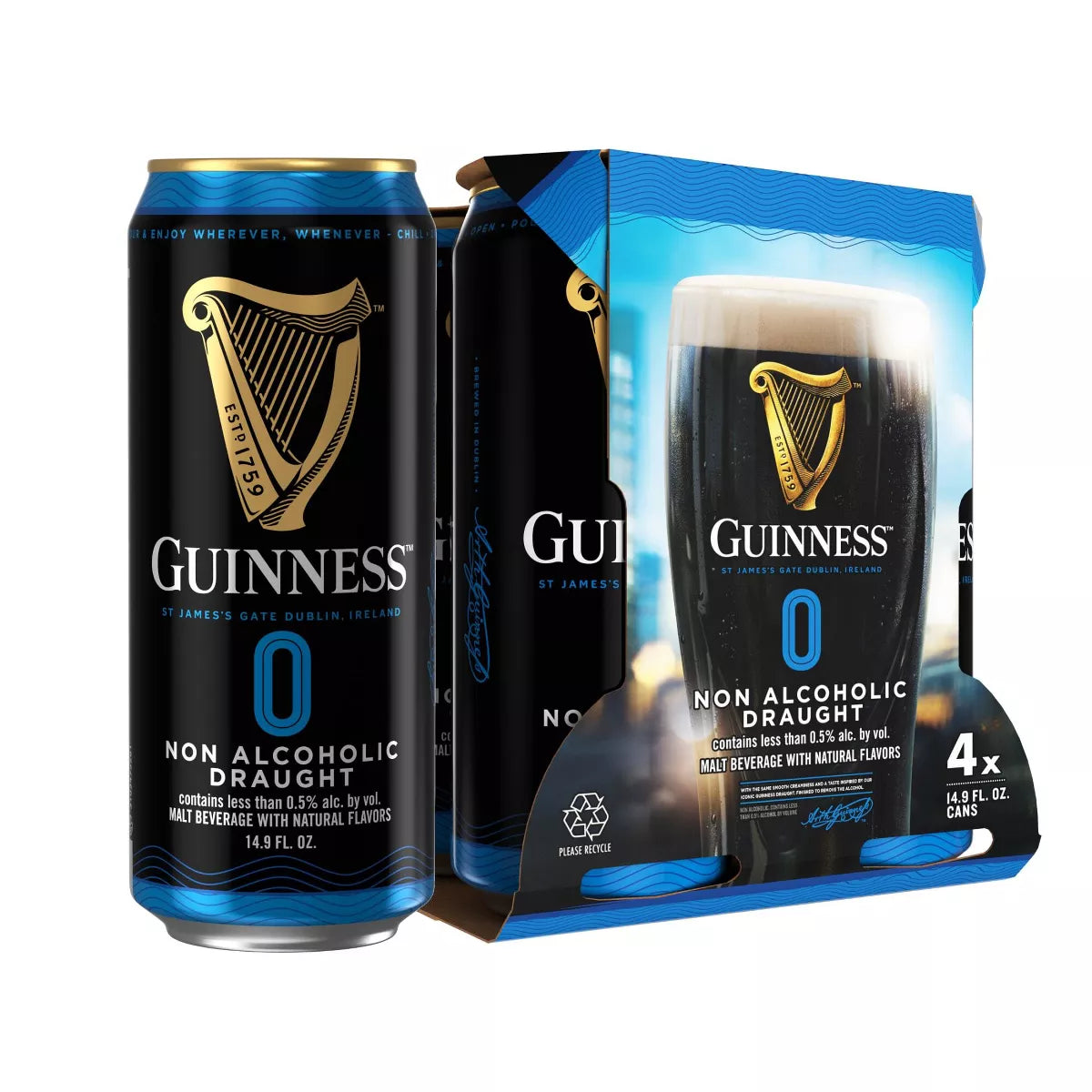 Guinness 0 Non-Alcoholic Draught Beer - 4pk/14.9 fl oz Cans