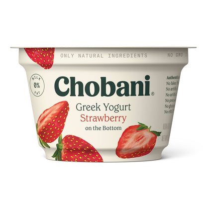 NON-FAT GREEK YOGURT WITH STRAWBERRY ON THE BOTTOM, STRAWBERRY