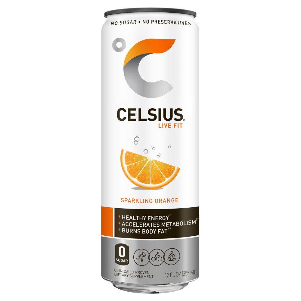 CELSIUS Sparkling Orange  Functional Essential Energy Drink 12 Fl Oz Single Can