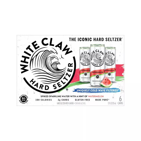 White Claw Watermelon Hard Seltzer - 6pk/12 fl oz Slim Cans
