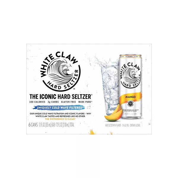 White Claw Mango Hard Seltzer - 6pk/12 fl oz Slim Cans