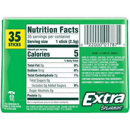 Extra Sugar-Free Spearmint Sugar Free Chewing Gum - 35ct