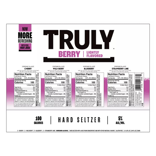 Truly Hard Seltzer Berry Mix Pack - 12pk/12 fl oz Slim Cans