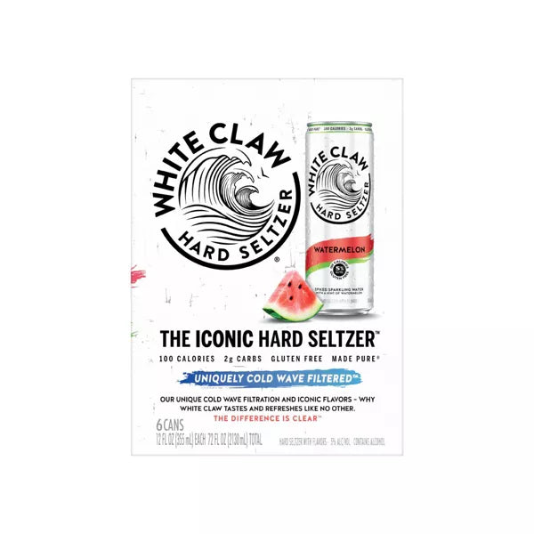 White Claw Watermelon Hard Seltzer - 6pk/12 fl oz Slim Cans
