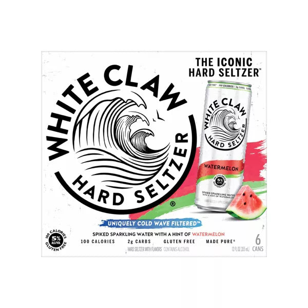 White Claw Watermelon Hard Seltzer - 6pk/12 fl oz Slim Cans