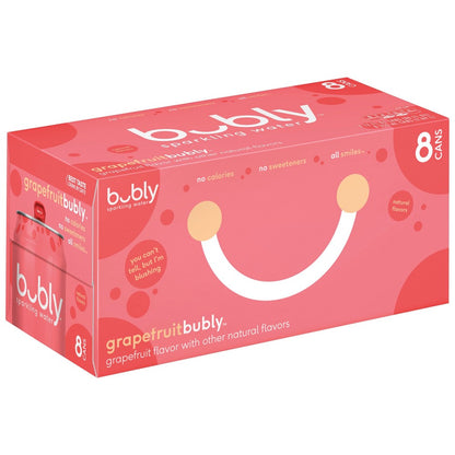 bubly Grapefruit Sparkling Water 12 Fluid Ounces 8 Pack Aluminum Can