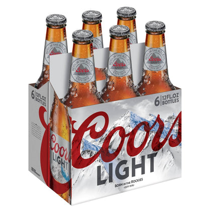 Coors Light Beer Bottles 12 oz, 6 pk
