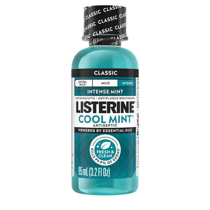 Listerine Cool Mint Intense Antiseptic Mouthwash  For Bad Breath & Plaque Oral Care  3.2 oz