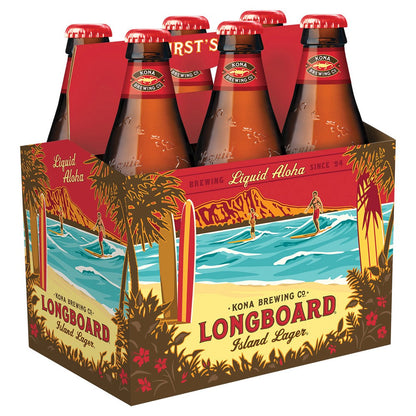 Kona Brewing Co. Longboard Island Lager Beer, 6 Pack 12 fl. oz. Bottles, 4.6% ABV