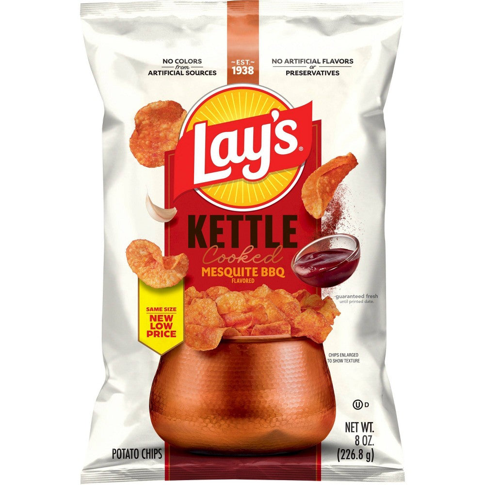 Lay's Mesquite BBQ Flavored Kettle Cooked Potato Chips - 8oz