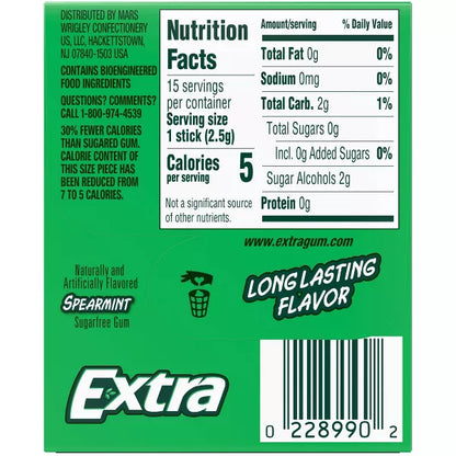 Extra Spearmint Sugar-Free Chewing Gum - 15ct