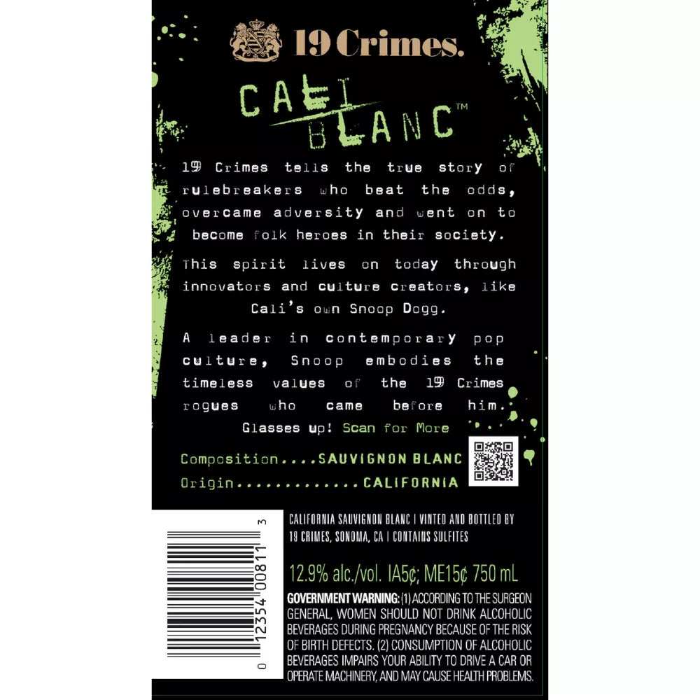 19 Crimes Cali Blanc Wine - 750ml Bottle