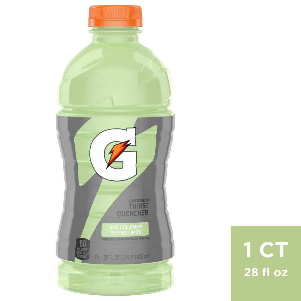 Gatorade Nuestro Lime Cucumber Thrist Quencher 28 Fluid Ounce Bottle.