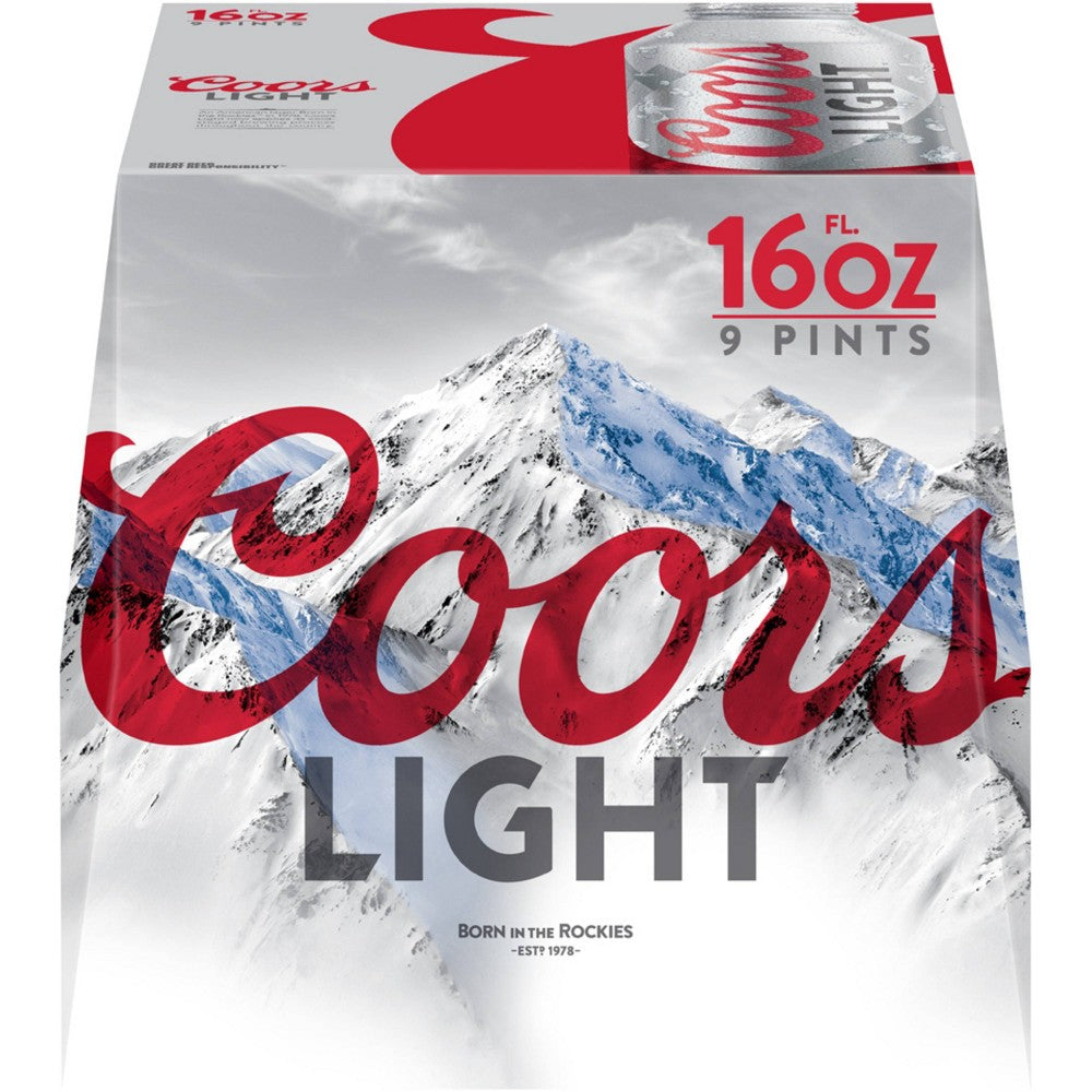 Coors Light Beer - 9pk/16 fl oz Aluminum Bottles