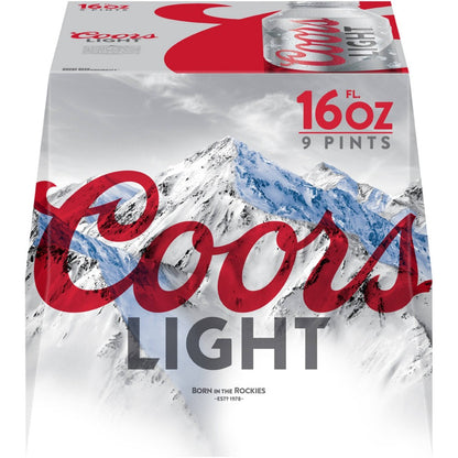 Coors Light Beer - 9pk/16 fl oz Aluminum Bottles