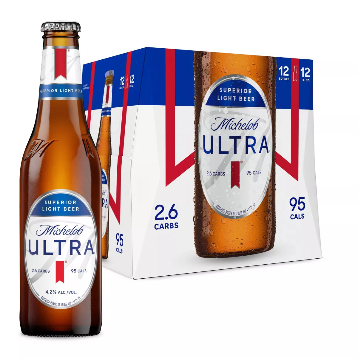 Michelob ULTRA Superior Light American Lager Beer - 12pk/12 fl oz Bottles