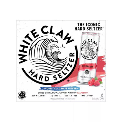 White Claw Raspberry Hard Seltzer - 6pk/12 fl oz Slim Cans