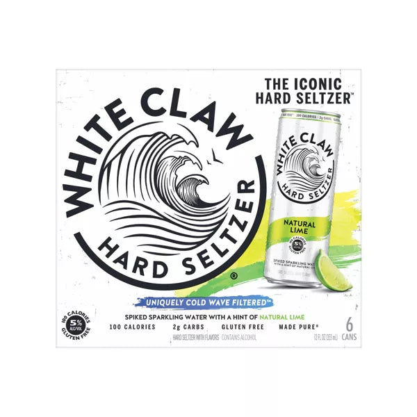 White Claw Natural Lime Hard Seltzer - 6pk/12 fl oz Slim Cans