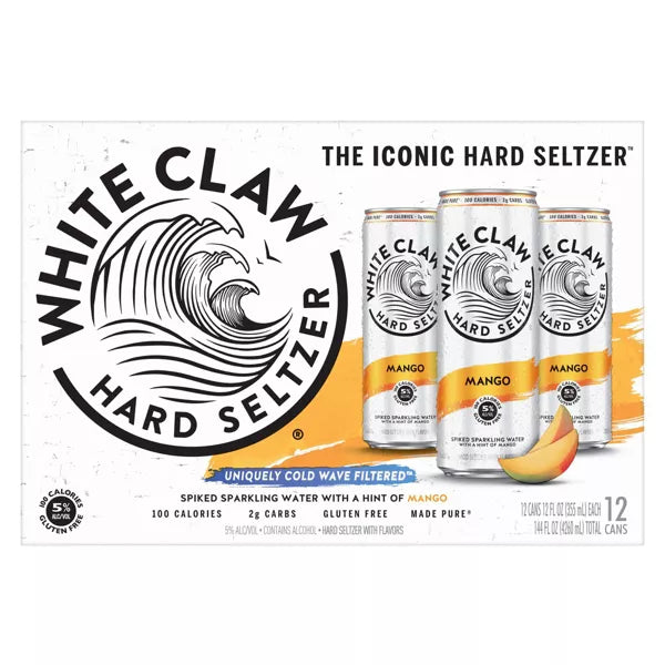 White Claw Mango Hard Seltzer - 12pk/12 fl oz Slim Cans