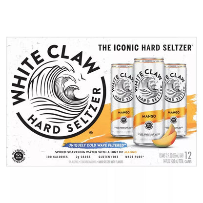 White Claw Mango Hard Seltzer - 12pk/12 fl oz Slim Cans