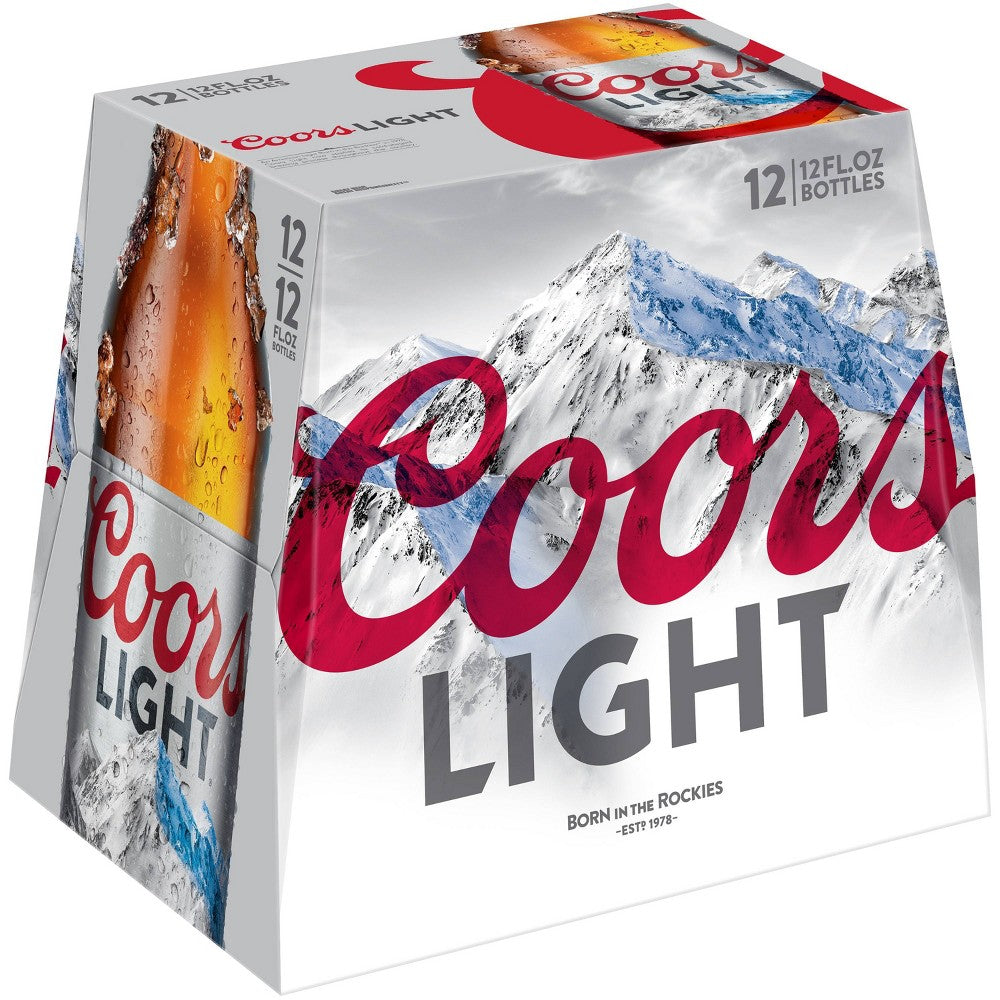 Coors Light Beer Bottles 12 oz, 12 pk