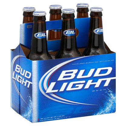 Bud Light Beer Bottles 12 oz, 6 pk