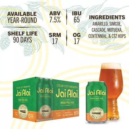 Cigar City Jai Alai IPA Beer - 6pk/12 fl oz Cans