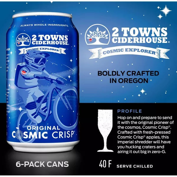 2 Towns Ciderhouse Cosmic Crisp Imperial Cider - 6pk/12.7 fl oz Cans
