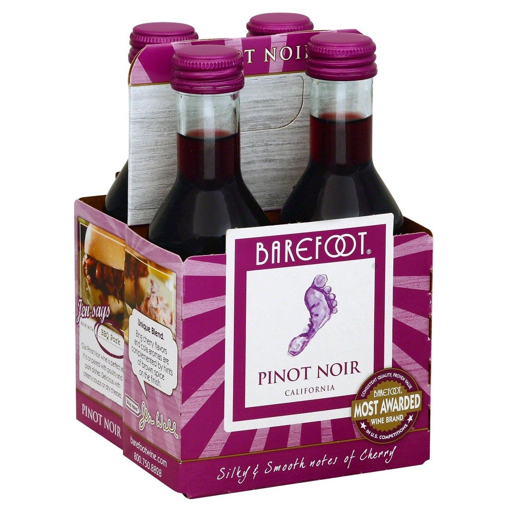 Barefoot Cellars Pinot Noir, 4 Single Serve 187ml Bottles
