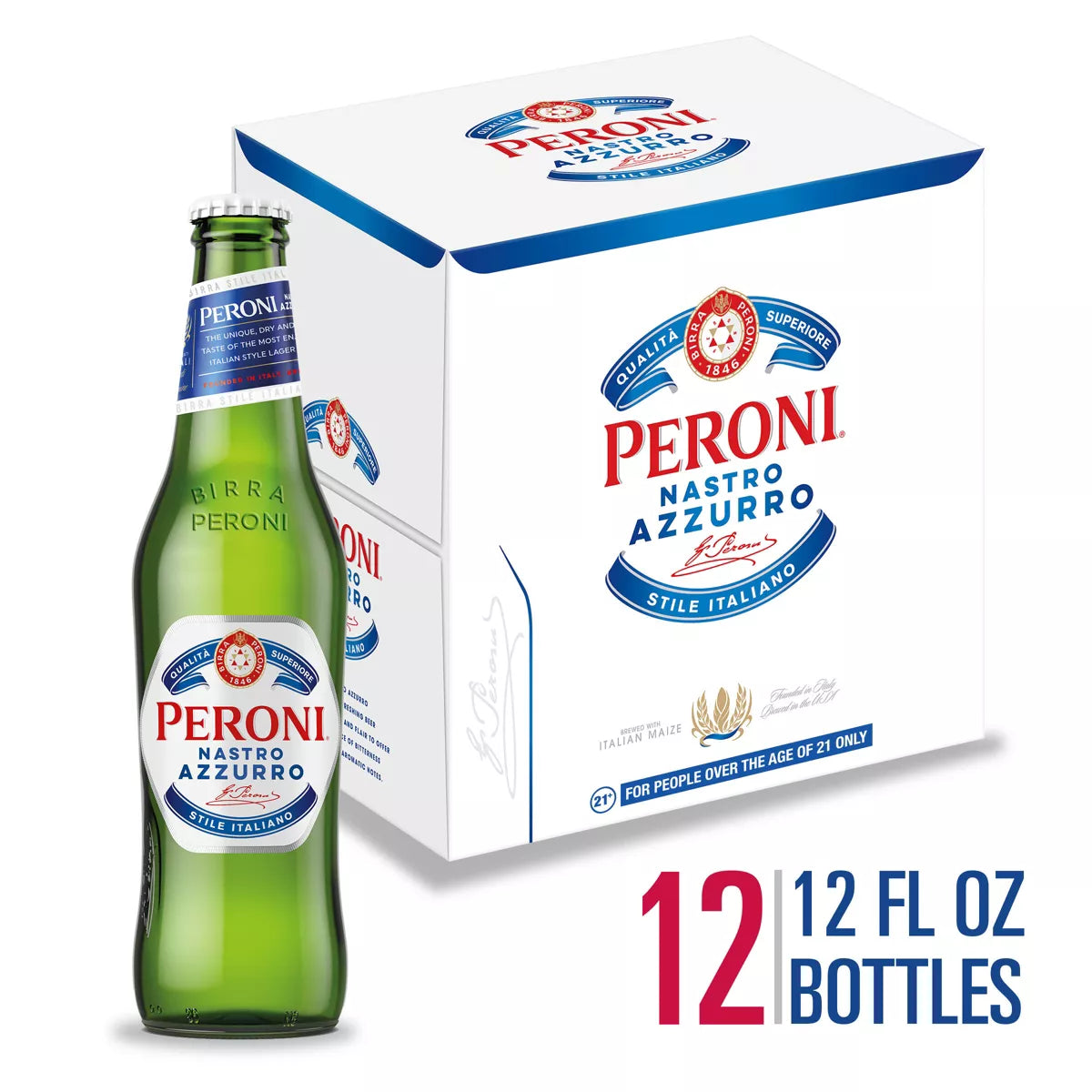 Peroni Nastro Azzurro Beer - 12pk/12 fl oz Bottles