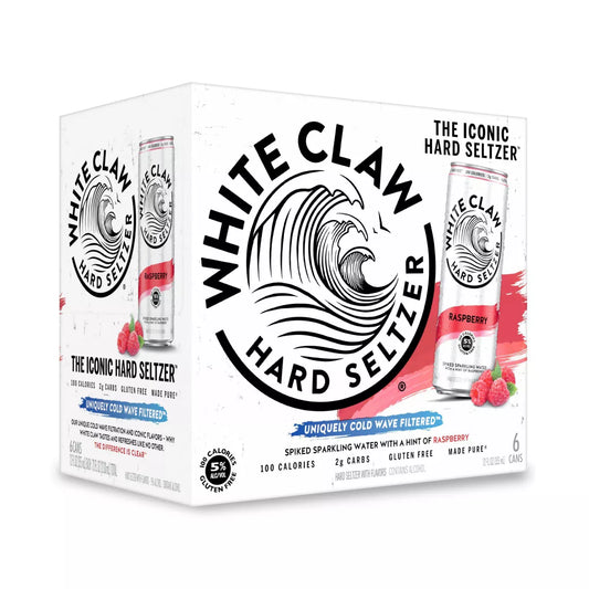 White Claw Raspberry Hard Seltzer - 6pk/12 fl oz Slim Cans