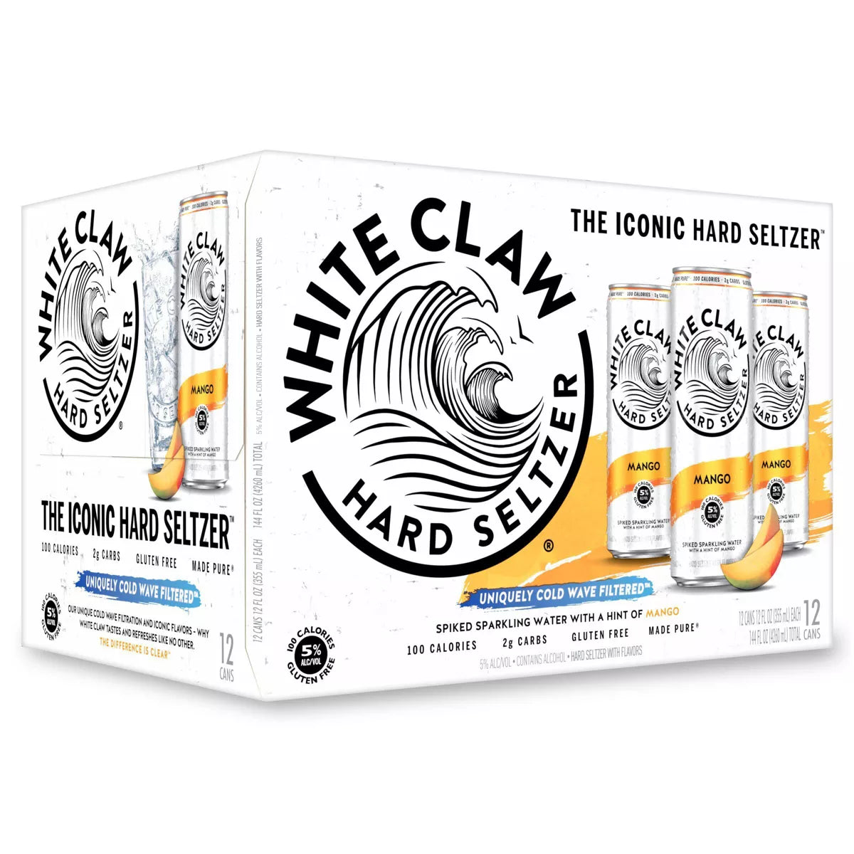 White Claw Mango Hard Seltzer - 12pk/12 fl oz Slim Cans