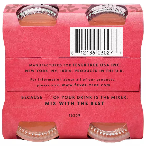 Fever-Tree Sparkling Pink Grapefruit Bottles - 4pk/200ml