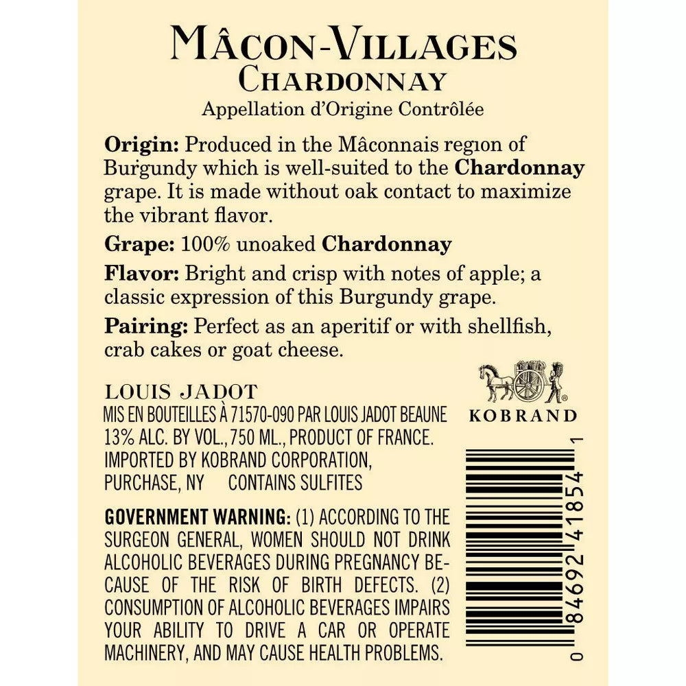 Macon-Villages Louis Jadot Chardonnay White Wine - 750ml Bottle