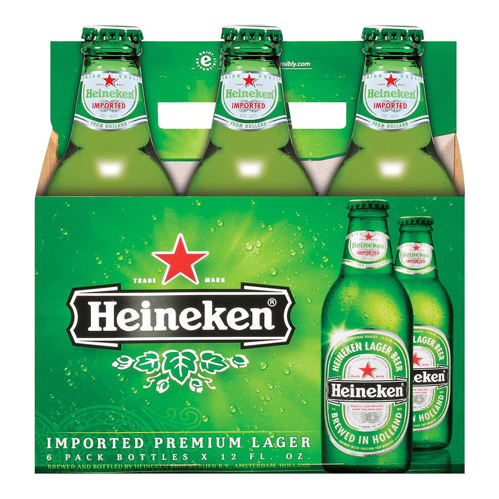 Heineken Lager Bottles 12 oz, 6 pk