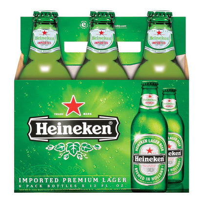 Heineken Lager Bottles 12 oz, 6 pk