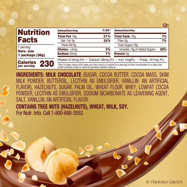 Ferrero Rocher Fine Hazelnut Chocolates Candy - 1.3oz/3ct