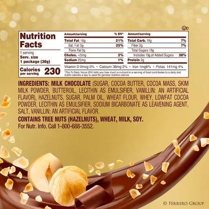 Ferrero Rocher Fine Hazelnut Chocolates Candy - 1.3oz/3ct