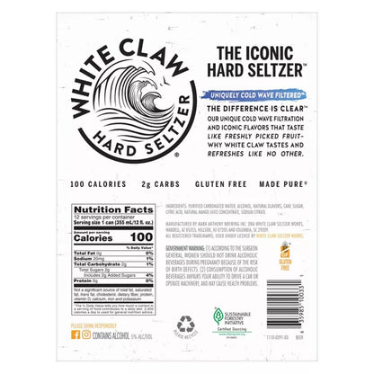 White Claw Mango Hard Seltzer - 12pk/12 fl oz Slim Cans